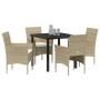 Conjunto de Comedor de Jardín 5 pcs Beige ratán sintético en Sillas de jardín | Comprar online en Foru.es