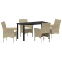 Conjunto de Comedor de Jardín 5 pcs Beige ratán sintético en Sillas de jardín | Comprar online en Foru.es