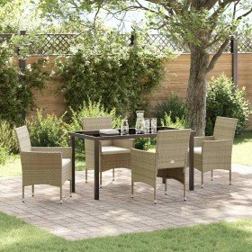 Conjunto de Comedor de Jardín con cojín 5 pcs Beige Poliratán en Sillas de jardín | Comprar online en Foru.es
