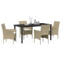 Conjunto de Comedor de Jardín con cojín 5 pcs Beige Poliratán en Sillas de jardín | Comprar online en Foru.es