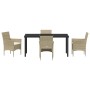 Conjunto de Comedor de Jardín con cojín 5 pcs Beige Poliratán en Sillas de jardín | Comprar online en Foru.es