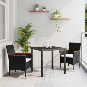 Conjunto de Comedor de Jardín 3 pcs Negro ratán sintético en Sillas de jardín | Comprar online en Foru.es