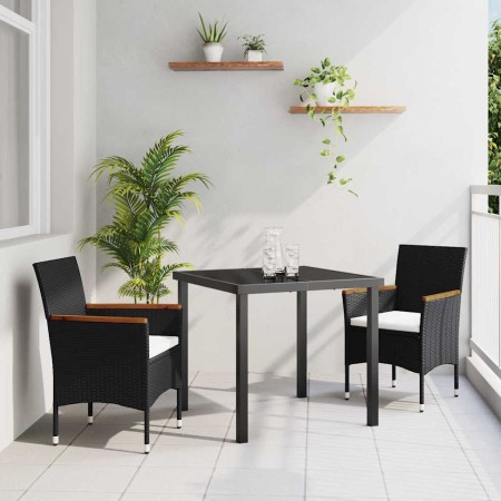 Conjunto de Comedor de Jardín 3 pcs Negro ratán sintético en Sillas de jardín | Comprar online en Foru.es