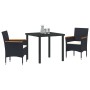 Conjunto de Comedor de Jardín 3 pcs Negro ratán sintético en Sillas de jardín | Comprar online en Foru.es