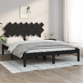 Black solid wood bed frame 140x190 cm by vidaXL, Beds and slatted bases - Ref: Foro24-3104852, Price: 160,40 €, Discount: %