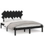 Estructura de cama de madera maciza negra 140x190 cm de vidaXL, Camas y somieres - Ref: Foro24-3104852, Precio: 162,39 €, Des...