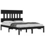 Estructura de cama de madera maciza negra 140x190 cm de vidaXL, Camas y somieres - Ref: Foro24-3104722, Precio: 160,06 €, Des...