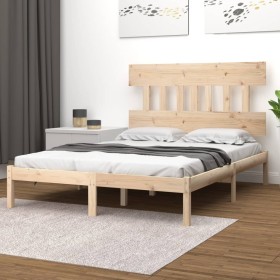 Estructura de cama de matrimonio madera maciza 135x190 cm de vidaXL, Camas y somieres - Ref: Foro24-3104713, Precio: 132,30 €...