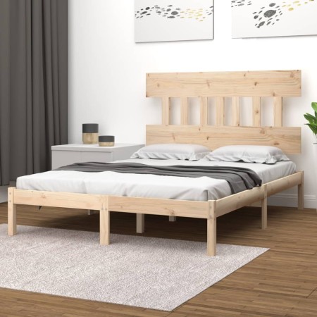 Estructura de cama de matrimonio madera maciza 135x190 cm de vidaXL, Camas y somieres - Ref: Foro24-3104713, Precio: 132,30 €...