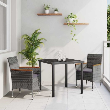 Conjunto de Comedor de Jardín 3 pcs Gris ratán sintético en Sillas de jardín | Comprar online en Foru.es