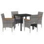 Conjunto de Comedor de Jardín con cojín 5 pcs Gris Poliratán en Sillas de jardín | Comprar online en Foru.es