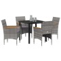 Conjunto de Comedor de Jardín con cojín 5 pcs Gris Poliratán en Sillas de jardín | Comprar online en Foru.es