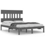 Estructura de cama de madera maciza de pino gris 200x200 cm de vidaXL, Camas y somieres - Ref: Foro24-3104760, Precio: 158,78...