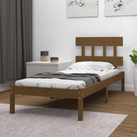 Honey brown solid wood bed frame 100x200 cm by vidaXL, Beds and slatted bases - Ref: Foro24-3104731, Price: 98,52 €, Discount: %