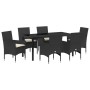 Conjunto de Comedor de Jardín 7 pcs Negro ratán sintético en Sillas de jardín | Comprar online en Foru.es