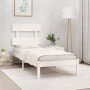 Estructura de cama madera maciza de pino blanca 90x200 cm de vidaXL, Camas y somieres - Ref: Foro24-3104659, Precio: 90,17 €,...