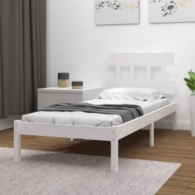 Estructura de cama madera maciza de pino blanco 100x200 cm de vidaXL, Camas y somieres - Ref: Foro24-3104729, Precio: 88,84 €...