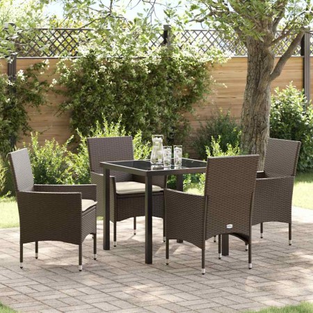 Conjunto de Comedor de Jardín 5 pcs Marrón ratán sintético en Sillas de jardín | Comprar online en Foru.es