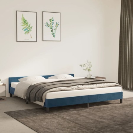 Estructura cama con cabecero terciopelo azul oscuro 180x200 cm de vidaXL, Camas y somieres - Ref: Foro24-347589, Precio: 132,...