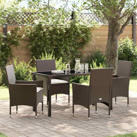 Conjunto de Comedor de Jardín 5 pcs Marrón ratán sintético en Sillas de jardín | Comprar online en Foru.es