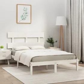 White solid wood bed frame Supe King 180x200 cm by vidaXL, Beds and slatted bases - Ref: Foro24-3104689, Price: 135,57 €, Dis...