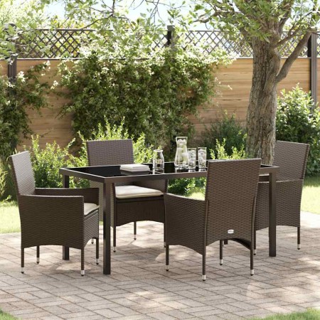 Conjunto de Comedor de Jardín 5 pcs Marrón ratán sintético en Sillas de jardín | Comprar online en Foru.es