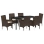 Conjunto de Comedor de Jardín 7 pcs Marrón ratán sintético en Sillas de jardín | Comprar online en Foru.es