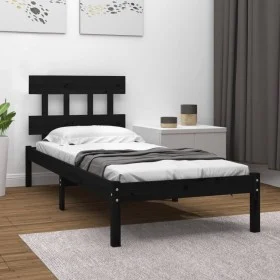 Estructura de cama madera maciza negra 100x200 cm de vidaXL, Camas y somieres - Ref: Foro24-3104732, Precio: 117,71 €, Descue...