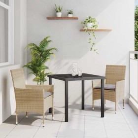 Conjunto de Comedor de Jardín 3 pcs Beige ratán sintético en Sillas de jardín | Comprar online en Foru.es