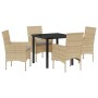 Conjunto de Comedor de Jardín 5 pcs Beige ratán sintético en Sillas de jardín | Comprar online en Foru.es