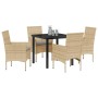 Conjunto de Comedor de Jardín 5 pcs Beige ratán sintético en Sillas de jardín | Comprar online en Foru.es
