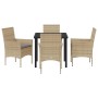 Conjunto de Comedor de Jardín 5 pcs Beige ratán sintético en Sillas de jardín | Comprar online en Foru.es