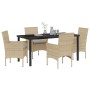 Conjunto de Comedor de Jardín 5 pcs Beige ratán sintético en Sillas de jardín | Comprar online en Foru.es