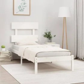 Estructura de cama madera maciza de pino blanco 100x200 cm de vidaXL, Camas y somieres - Ref: Foro24-3104664, Precio: 87,23 €...