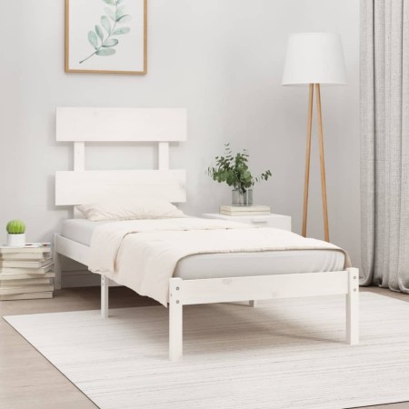 Estructura de cama madera maciza de pino blanco 100x200 cm de vidaXL, Camas y somieres - Ref: Foro24-3104664, Precio: 88,34 €...