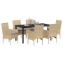 Conjunto de Comedor de Jardín 7 pcs Beige ratán sintético en Sillas de jardín | Comprar online en Foru.es
