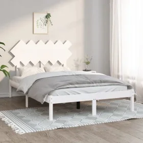 Estructura de cama doble de madera maciza blanco 135x190 cm de vidaXL, Camas y somieres - Ref: Foro24-3104844, Precio: 128,10...