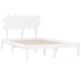 Estructura de cama doble de madera maciza blanco 135x190 cm de vidaXL, Camas y somieres - Ref: Foro24-3104844, Precio: 129,93...