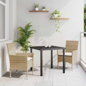 Conjunto de Comedor de Jardín 3 pcs Beige ratán sintético en Sillas de jardín | Comprar online en Foru.es