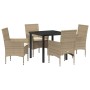Conjunto de Comedor de Jardín 5 pcs Beige ratán sintético en Sillas de jardín | Comprar online en Foru.es