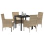 Conjunto de Comedor de Jardín 5 pcs Beige ratán sintético en Sillas de jardín | Comprar online en Foru.es