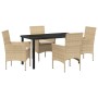 Conjunto de Comedor de Jardín 5 pcs Beige ratán sintético en Sillas de jardín | Comprar online en Foru.es