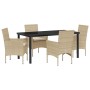 Conjunto de Comedor de Jardín 5 pcs Beige ratán sintético en Sillas de jardín | Comprar online en Foru.es
