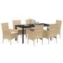 Conjunto de Comedor de Jardín 7 pcs Beige ratán sintético en Sillas de jardín | Comprar online en Foru.es