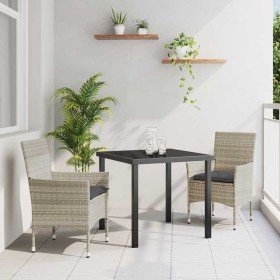 Conjunto de Comedor de Jardín 3 pcs Gris Claro ratán sintético en Sillas de jardín | Comprar online en Foru.es