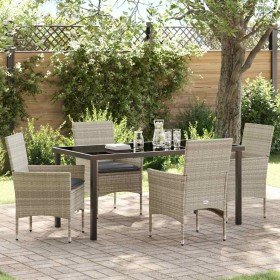 Conjunto de Comedor de Jardín 5 pcs Gris Claro ratán sintético en Sillas de jardín | Comprar online en Foru.es