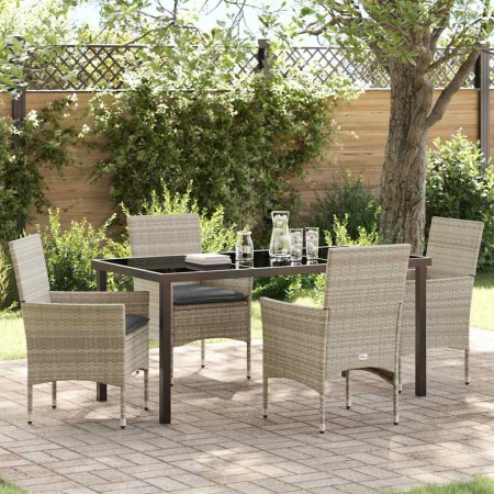 Conjunto de Comedor de Jardín 5 pcs Gris Claro ratán sintético en Sillas de jardín | Comprar online en Foru.es