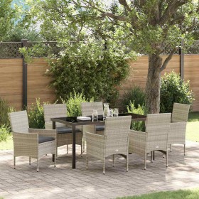 Conjunto de Comedor de Jardín 7 pcs Gris Claro ratán sintético en Sillas de jardín | Comprar online en Foru.es