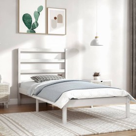 Estructura de cama madera maciza de pino blanca 90x200 cm de vidaXL, Camas y somieres - Ref: Foro24-3104919, Precio: 90,16 €,...