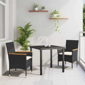 Conjunto de Comedor de Jardín 3 pcs Negro ratán sintético en Sillas de jardín | Comprar online en Foru.es